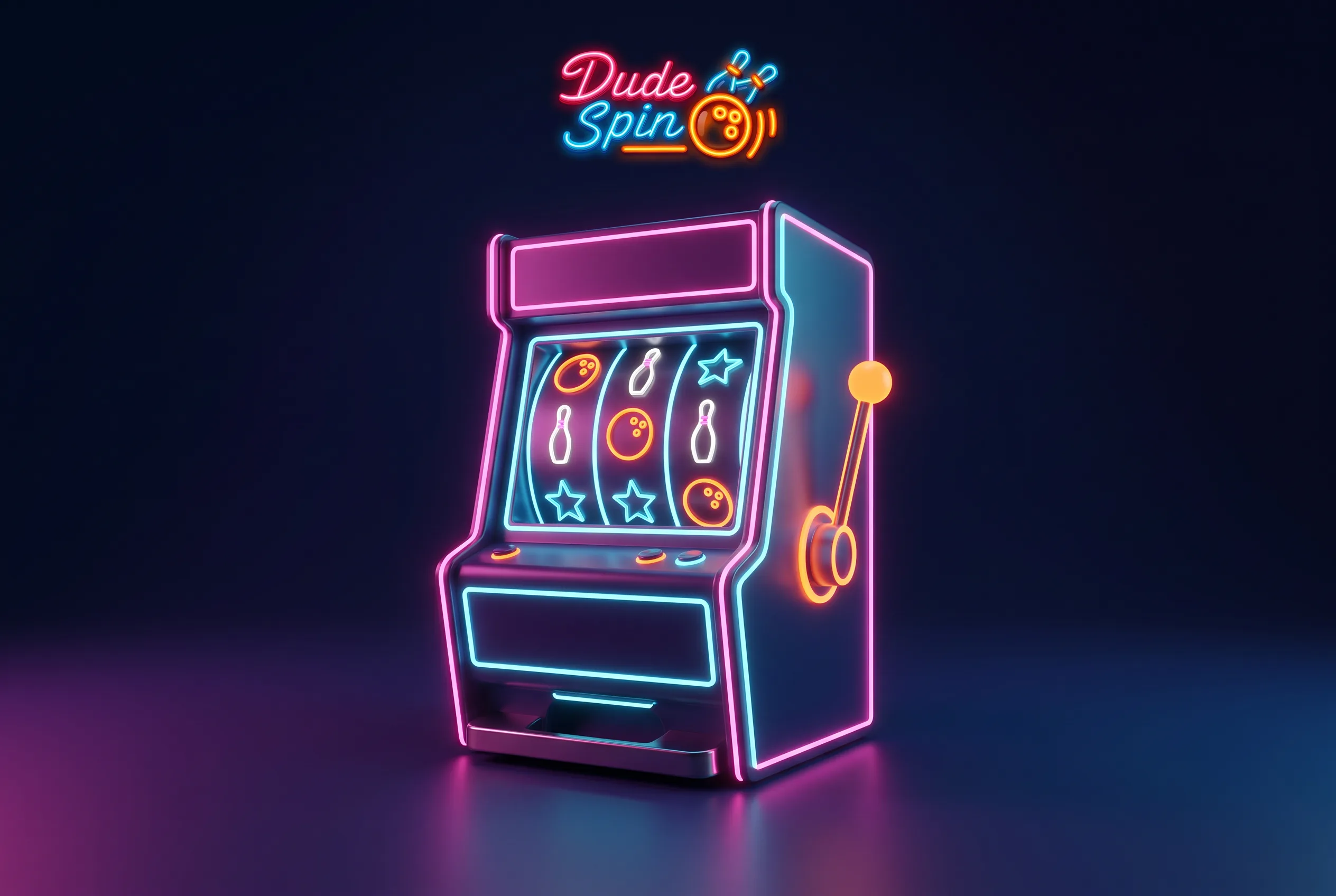 Dude Spin Spielautomat mit leuchtenden Bowlingmotiven